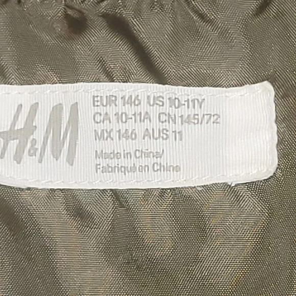 H&M Olive Green "La Vie Est Magique" Girl's Bomber Jacket Size US 10-11Y - Picture 10 of 16